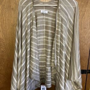 Calvin Klein  Tan and white knit  Sweater / Shaw  - NWT